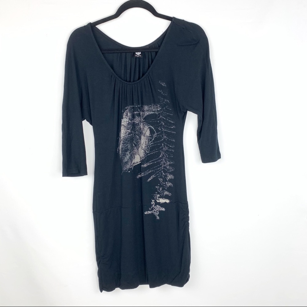 LIFE & DEATH scoopneck long sleeve graphic dress